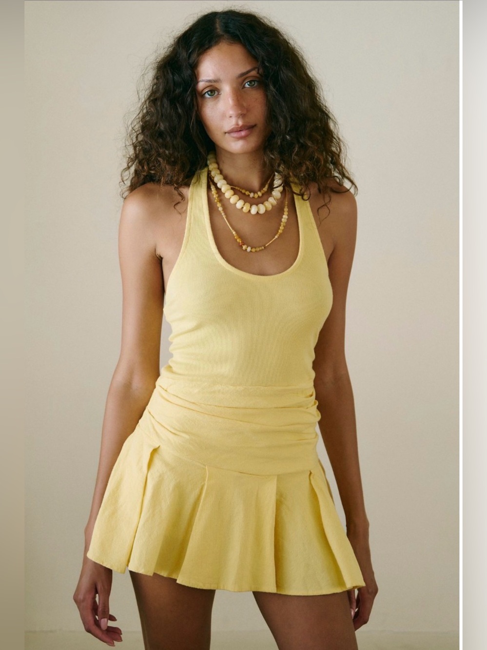 NWOT Free People free-est Navi Skort Romper Buttered Popcorn Yellow Size S